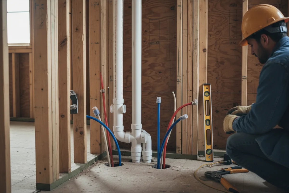 Drain and supply rough-in during Drain Cleaning in Cockeysville